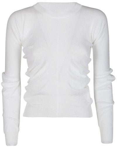 Maison Margiela Ruched Knitted Sweater - White