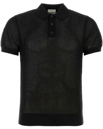 Dries Van Noten Short-sleeved Open Knitted Polo Shirt - Black