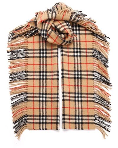Burberry Checked Fringed Edge Scarf - Multicolour