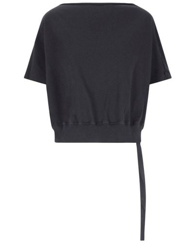 Rick Owens Boat Neck Cropped T-shirt - Black