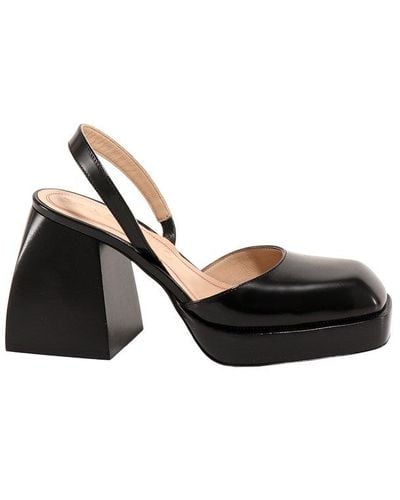 NODALETO Round-toe Platform Court Shoes - Black
