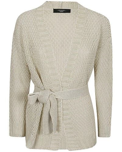 Weekend by Maxmara V-neck Belted Cardigan - Gray