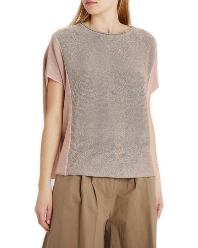 Le Tricot Perugia Crewneck Knitted Top - Brown