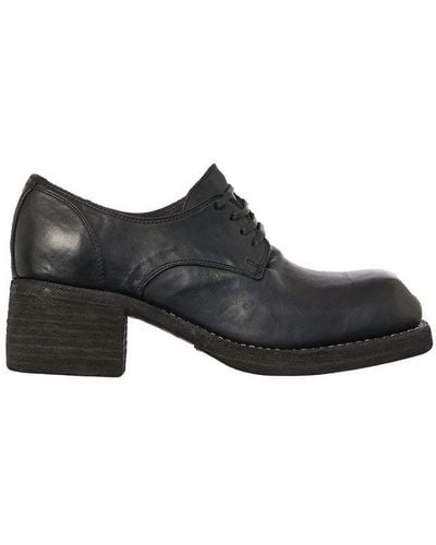 Guidi Squared-toe Derby Lace-up Shoes - Black