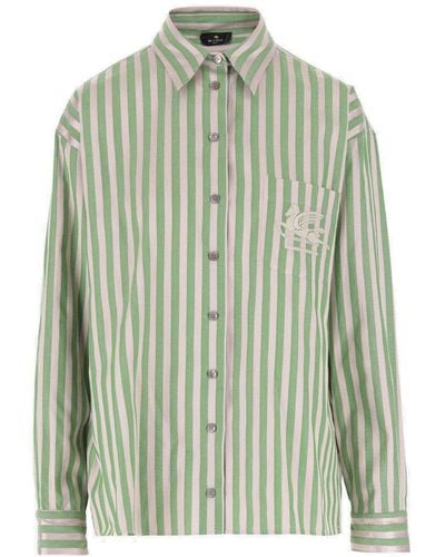 Etro Striped Button-up Shirt - Green