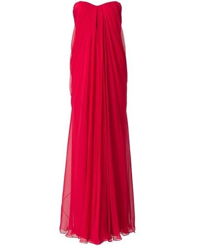 Alexander McQueen Draped Silk-chiffon Dress - Red