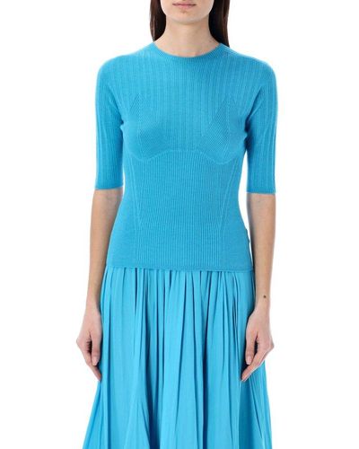 Lanvin Short-sleeved Knitted Top - Blue