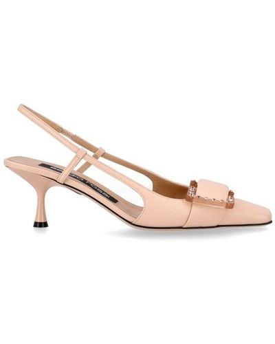 Sergio Rossi Slingback Buckled Pumps - Pink