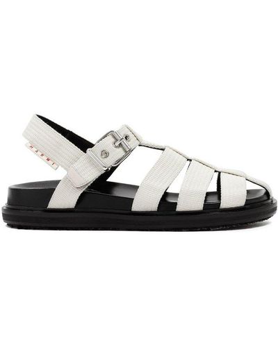 Marni Logo Label Buckle Sandals - White