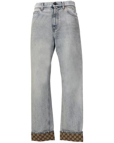 Gucci GG Turn-up Jeans - Grey