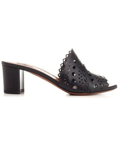 Alaïa Perforated Detailed Slip-on Sandals - Black