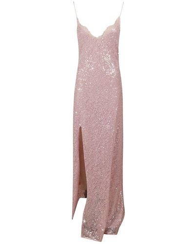 STAUD Side Slit Kezia Sequinned Lace Dress - Pink