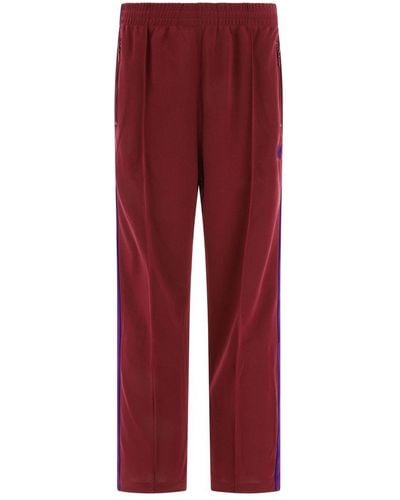 Needles Logo Embroidery Joggers Trousers Bordeaux - Red