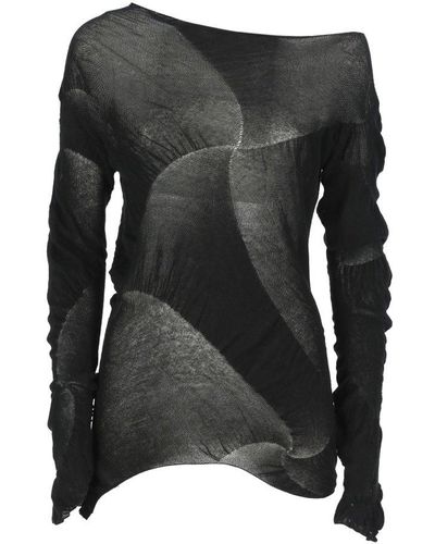 Yohji Yamamoto Asymmetric Long-sleeved Knitted Top - Black