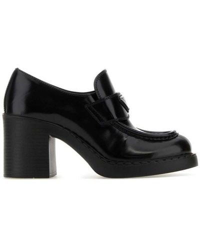 Prada Chocolate Flow Block-heel Loafers - Black
