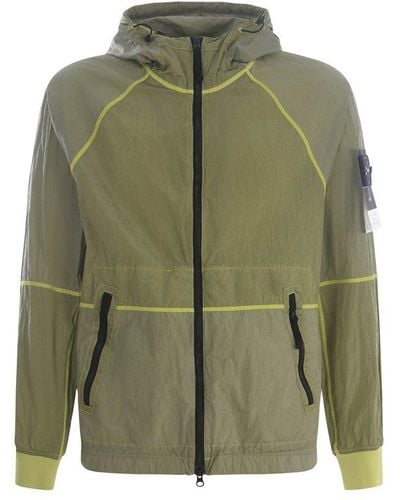 Stone Island Zip-up Hooded Jacket - Green
