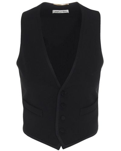 Saint Laurent Short Tuxedo Vest - Black