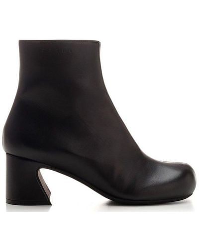 Marni Round Toe Zip-up Ankle Boots - Black