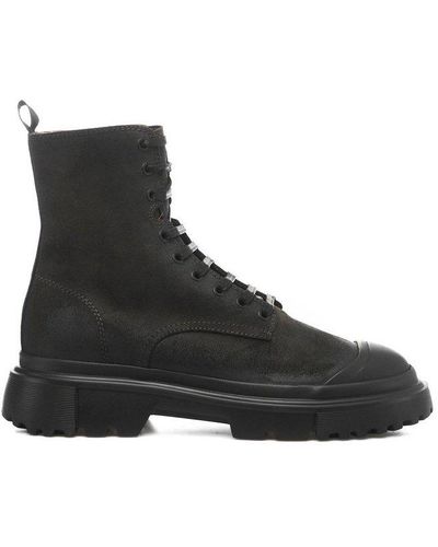 Hogan Lace-up Combat Boots - Black