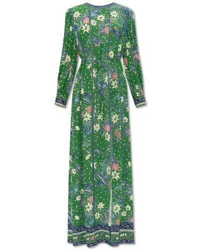Diane von Furstenberg Oretha All-over Patterned Long-sleeved Dress - Green