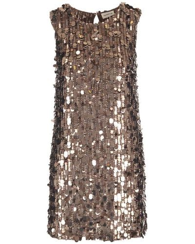 P.A.R.O.S.H. Full Sequins Dress - Brown