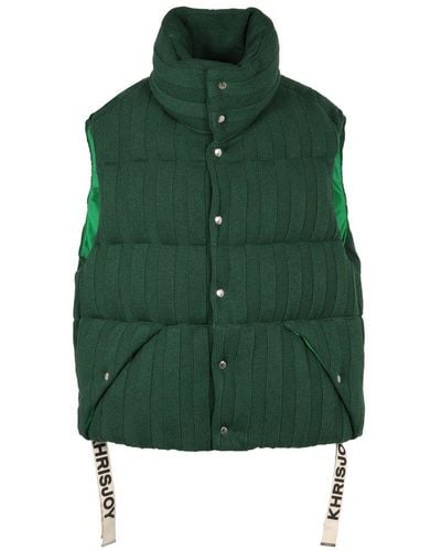 Khrisjoy Button-up Knit Puffer Vest - Green