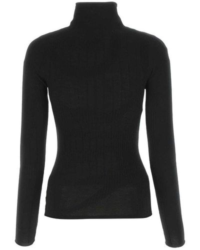 Dion Lee Ribbed-knit Roll Neck Sweater - Black