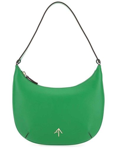 MANU Atelier Logo Plaque Mini Hobo Bag - Green