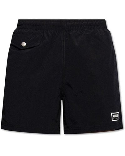 KENZO Swim Shorts With Logo - Black