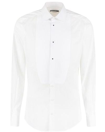 Dolce & Gabbana Poplin Tuxedo Shirt - White