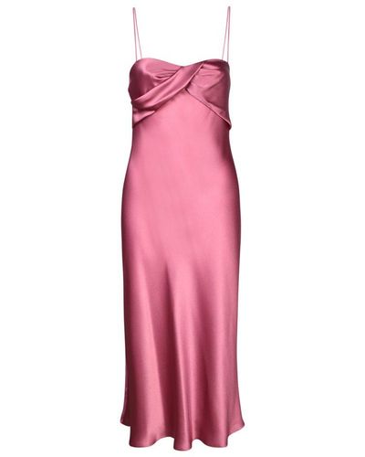 Alberta Ferretti Satin Sleeveless Midi Dress - Pink
