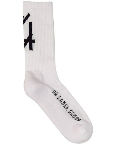 44 Label Group Logo Intarsia-knit Socks - White