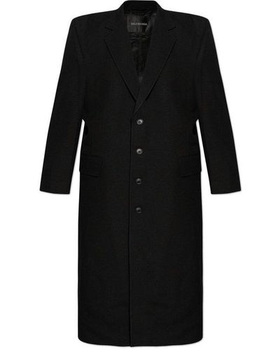 Balenciaga Square Shoulder Single-breasted Coat - Black