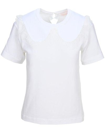 See By Chloé Lace-trim Collar T-shirt - White