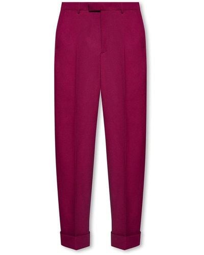 Gucci Wool Pleat-front Pants, - Red