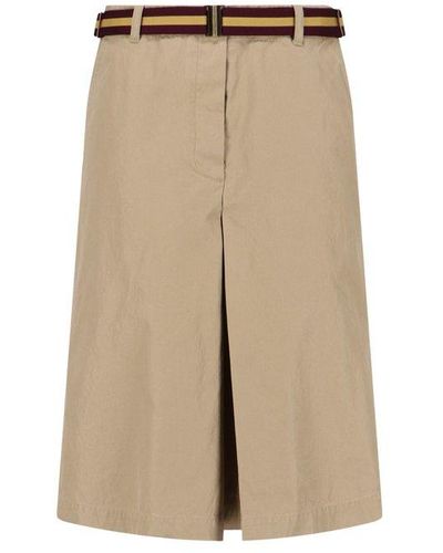 Dries Van Noten Front Slit A-line Skirt - Natural