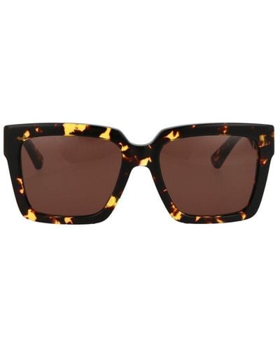 Bottega Veneta Rectangle Frame Sunglasses - Brown
