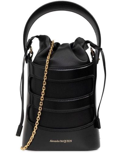 Alexander McQueen The Rise Mini Bucket Bag - Black