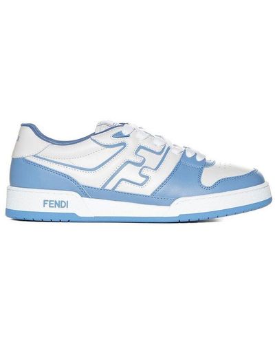Fendi Ff Paneled Low-top Sneakers - Blue