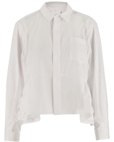 Sacai X Thomas Mason Long-sleeved Shirt - White