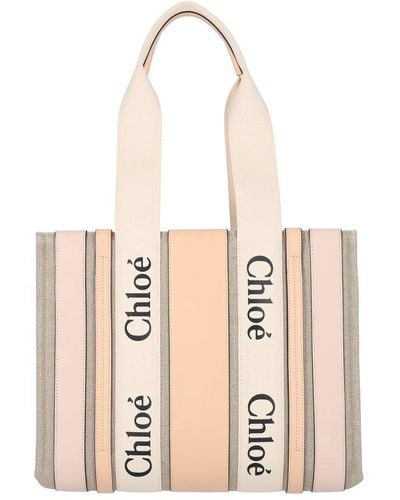 Chloé 'woody' Tote Bag - Natural