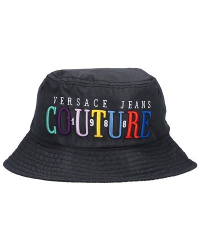 Versace Logo Embroidered Bucket Hat - Black