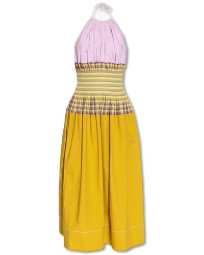Tory Burch Halterneck Panelled Maxi Dress - Yellow