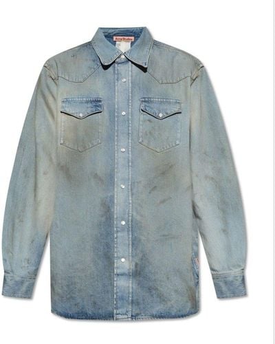 Acne Studios Denim Shirt With Vintage Effect - Blue