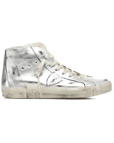 Philippe Model Metallic Effect High-top Sneakers - White
