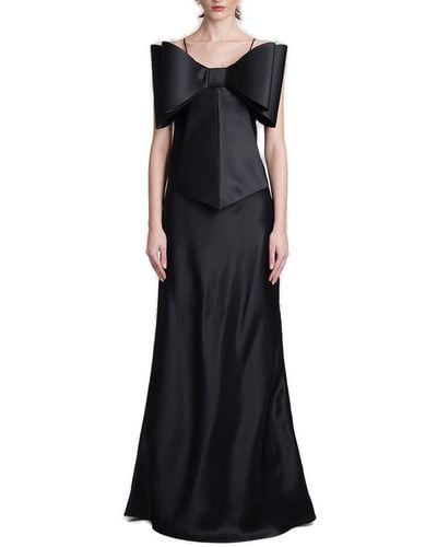Mach & Mach Le Cadeau Bow-embellished Maxi Dress - Black