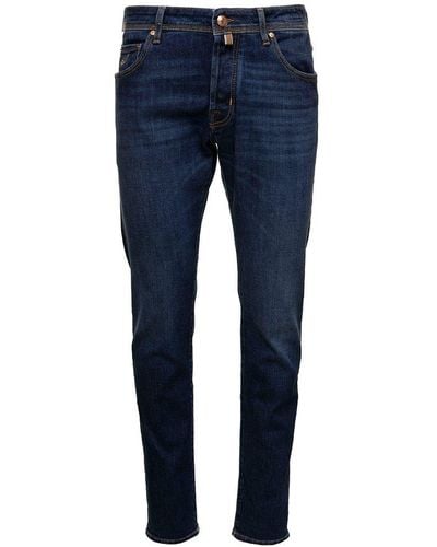 Jacob Cohen Logo-patch Straight-cut Jeans - Blue