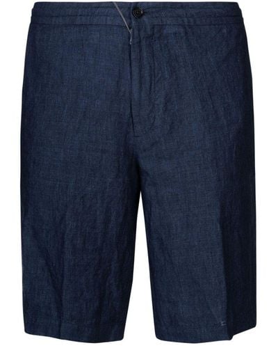 Zegna Washed Linen Shorts - Blue