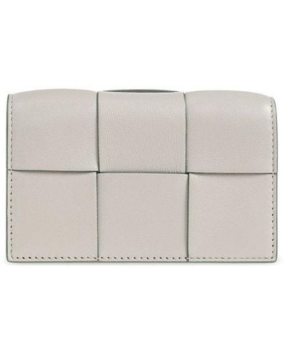 Bottega Veneta Leather Card Holder, - Gray