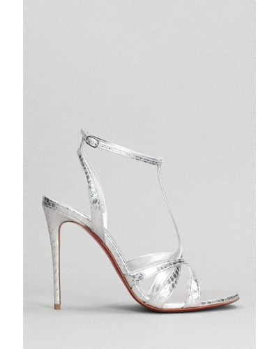 Christian Louboutin Tangueva 100 Sandals In Silver Leather - White